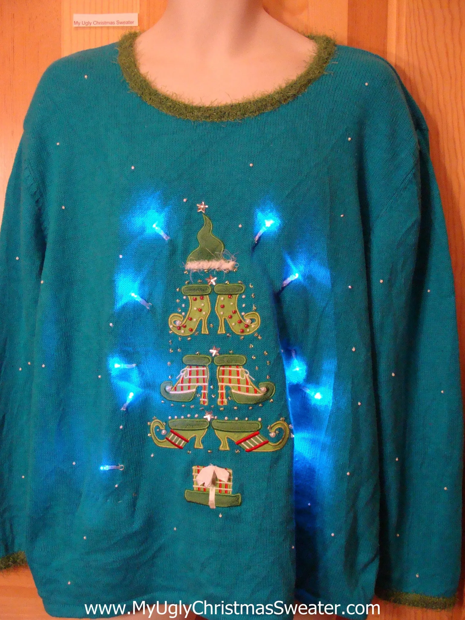 Pointy Shoe Tree Light Up Ugly Christmas Sweater